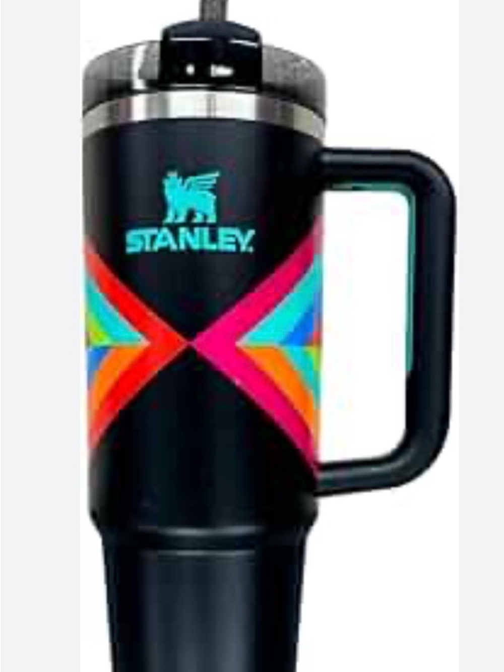 Stanley Quencher H2O Travel Mug hyper geo pattern black red pink drink tumbler